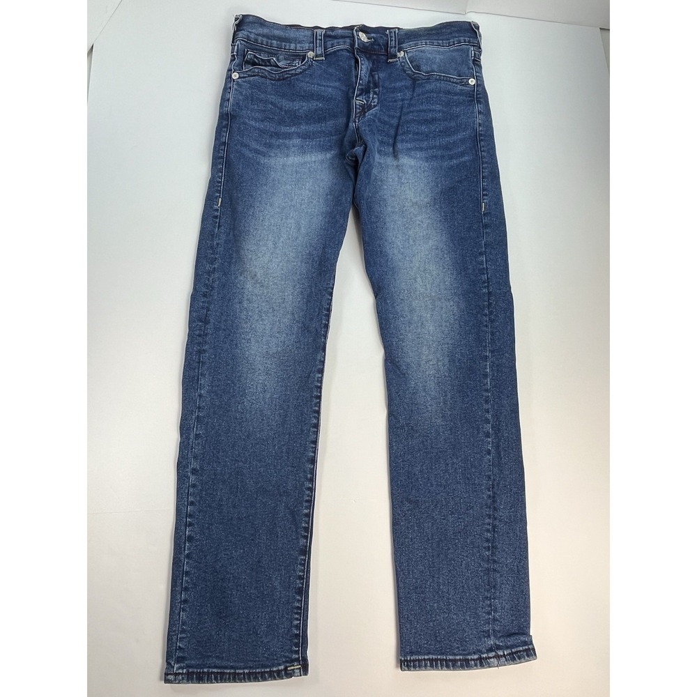 True Religion Geno Jeans Mens 34x31 Blue Relaxed Slim Stretch Medium Wash